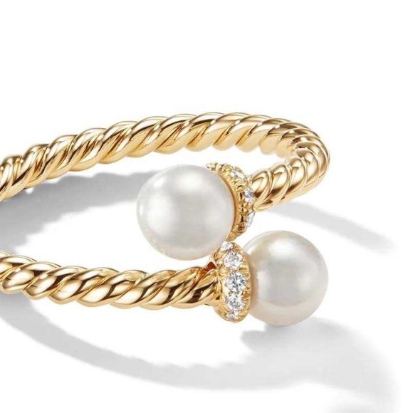 New: Gold Vermeil Twisted Rope Pearl Ring - Picture 4 of 10